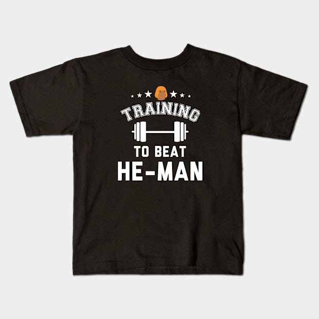 Training To Beat He Man Masters Of The Universe Kids T-Shirt by Rebus28